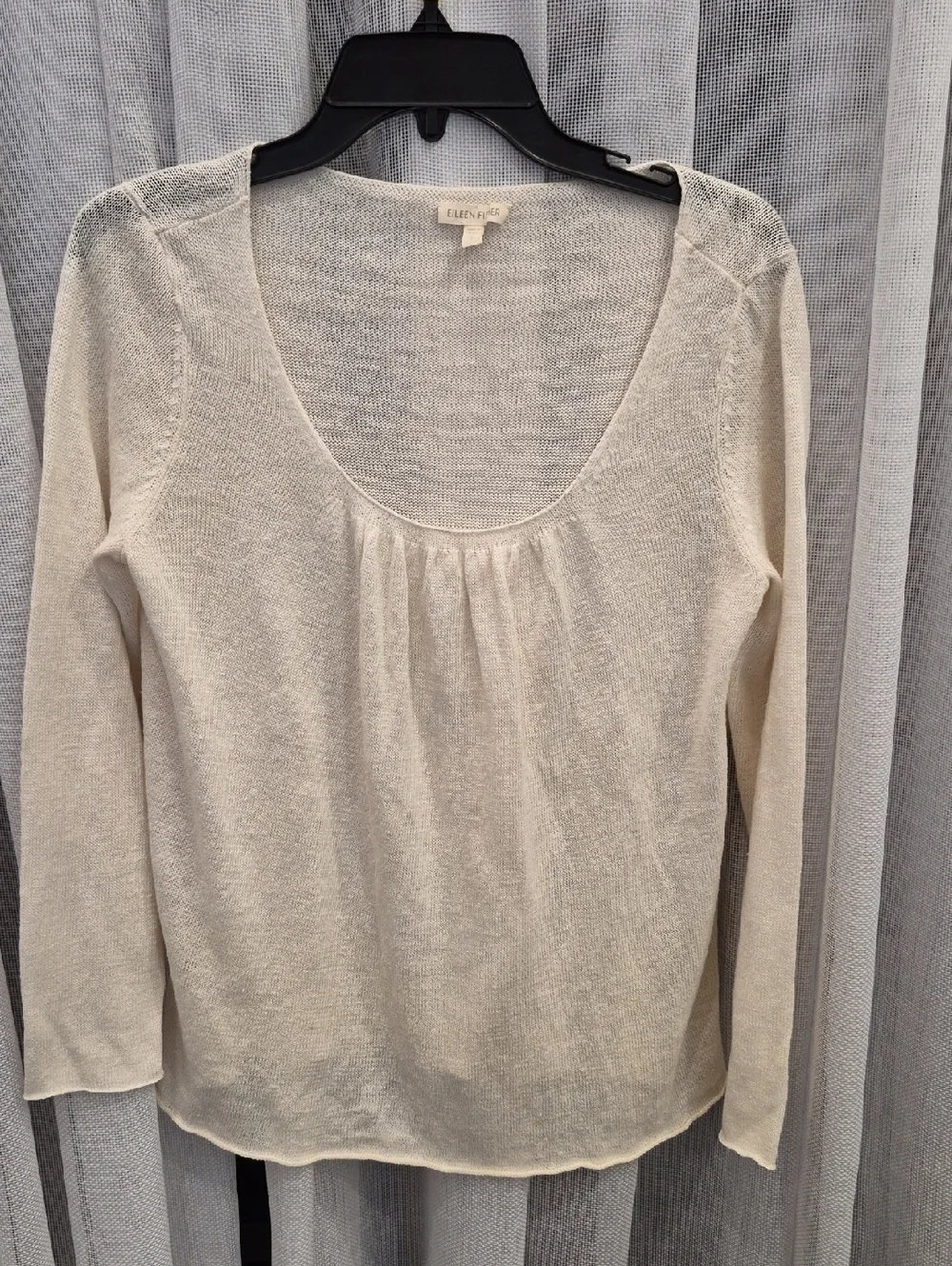 Eileen Fisher Lightweight Scoop Neck Sweater - Ivory - Picture 1 of 7